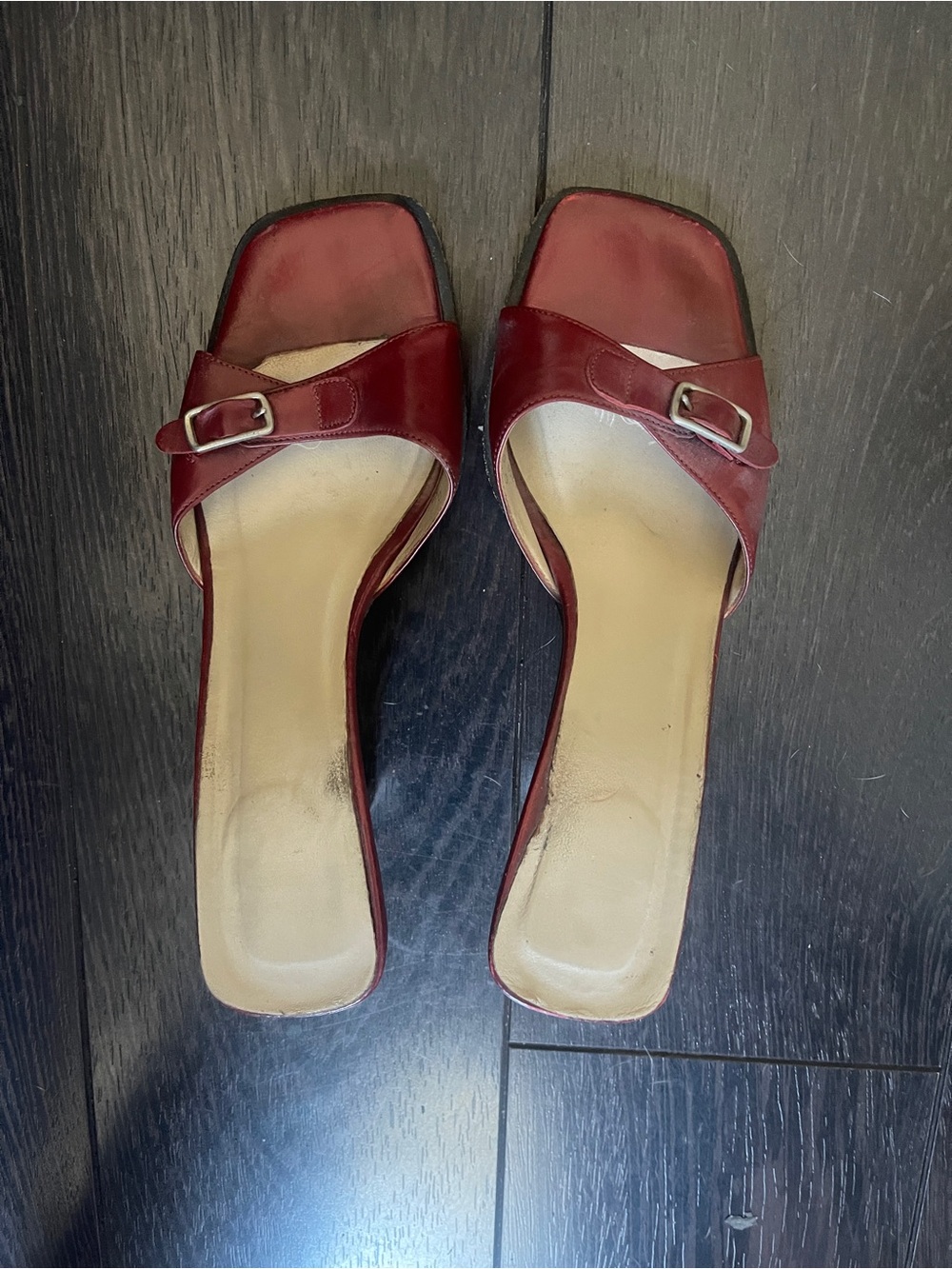 Coach Red Women's Slide Sandals with Buckle Detail